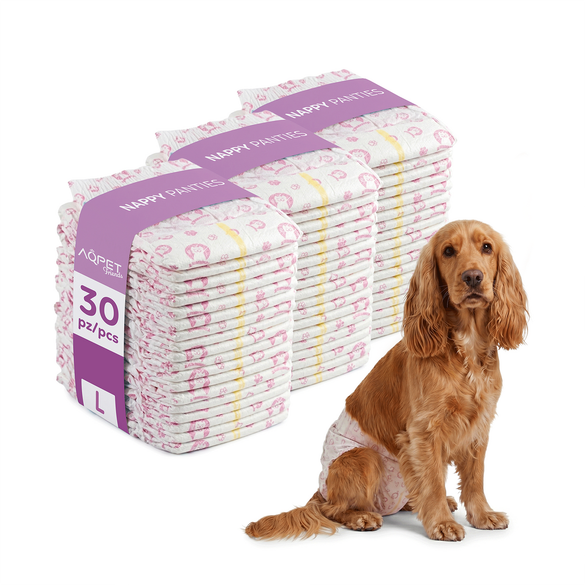 AQPET FRIENDS Windelhosen Windeln für Hündinnen 30 Stück Saugfähig Tägliche Hygiene