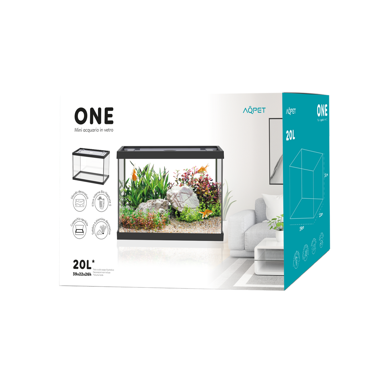 AQPET AQUARIUM ONE MINI AUS GLAS 20 LT 39x22x26h SCHWARZ