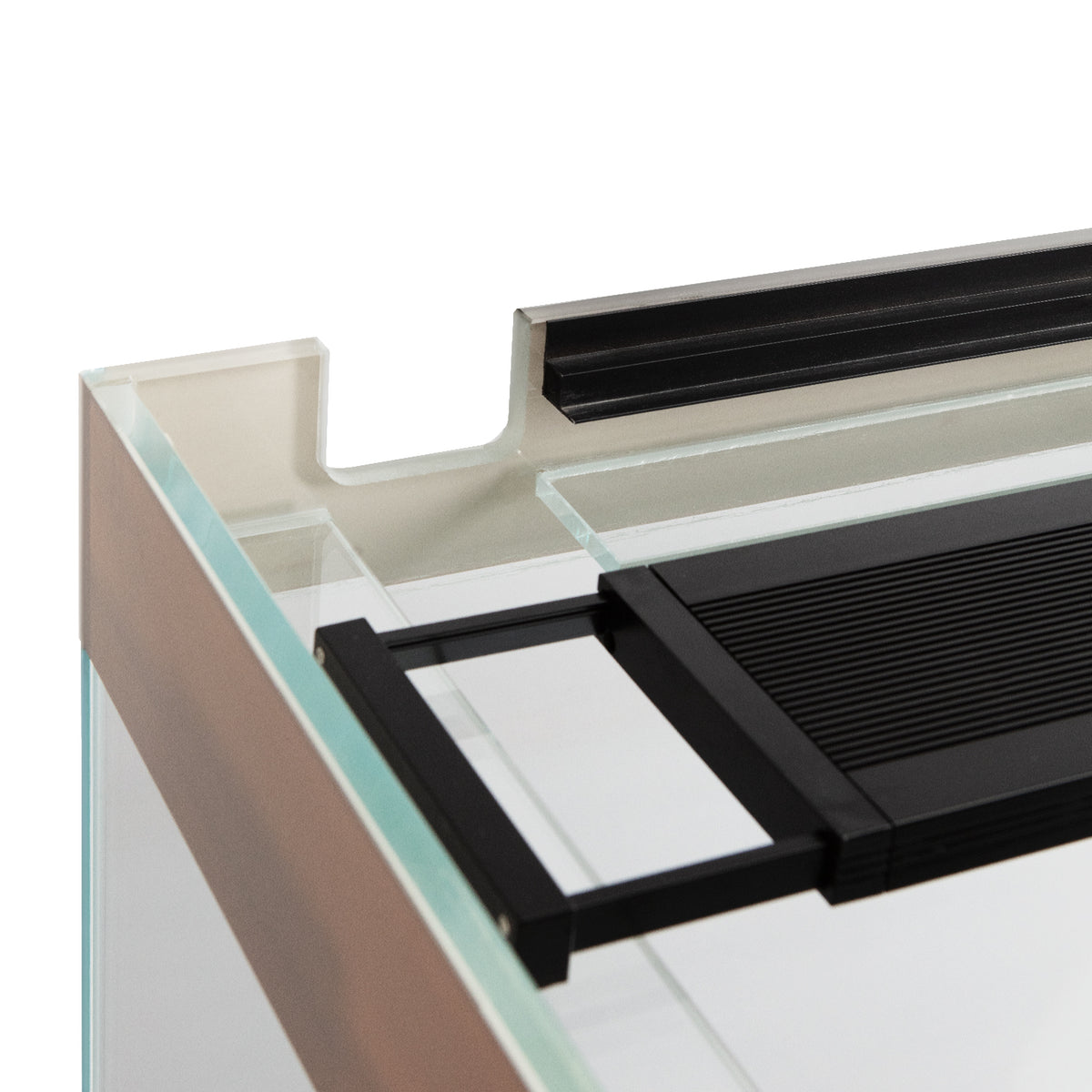 AQPET AQUARIUM RIVERIUM PLUS 90X50X55 H - 10 MM EXT. - MIT LED-BELEUCHTUNG, AUSSENFILTER UND SCHWARZEM UNTERSCHRANK