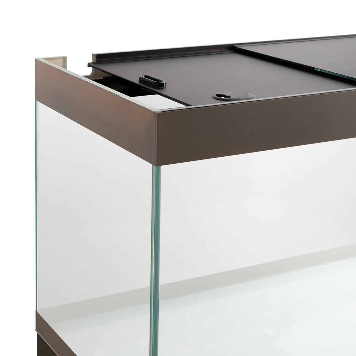 AQPET AQUARIUM RIVERIUM PLUS 90X50X55 H - 10 MM EXT. - MIT LED-BELEUCHTUNG, AUSSENFILTER UND SCHWARZEM UNTERSCHRANK