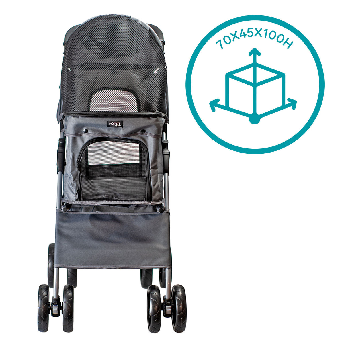 AQPET FRIENDS Bequemer und praktischer Kinderwagen für Hunde mittlerer/kleiner Größe für Hunde und Katzen Sichere Reise