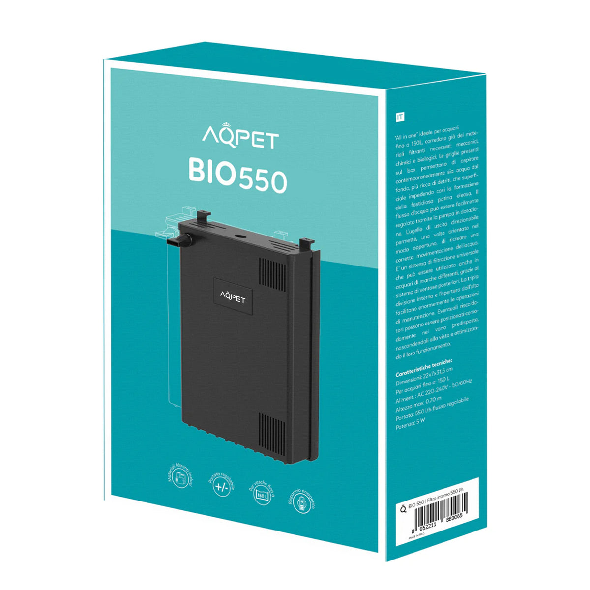 AQPET BIO 550 LT/H VOLLSTÄNDIGER UNIVERSAL-INNENFILTER - 150 LT