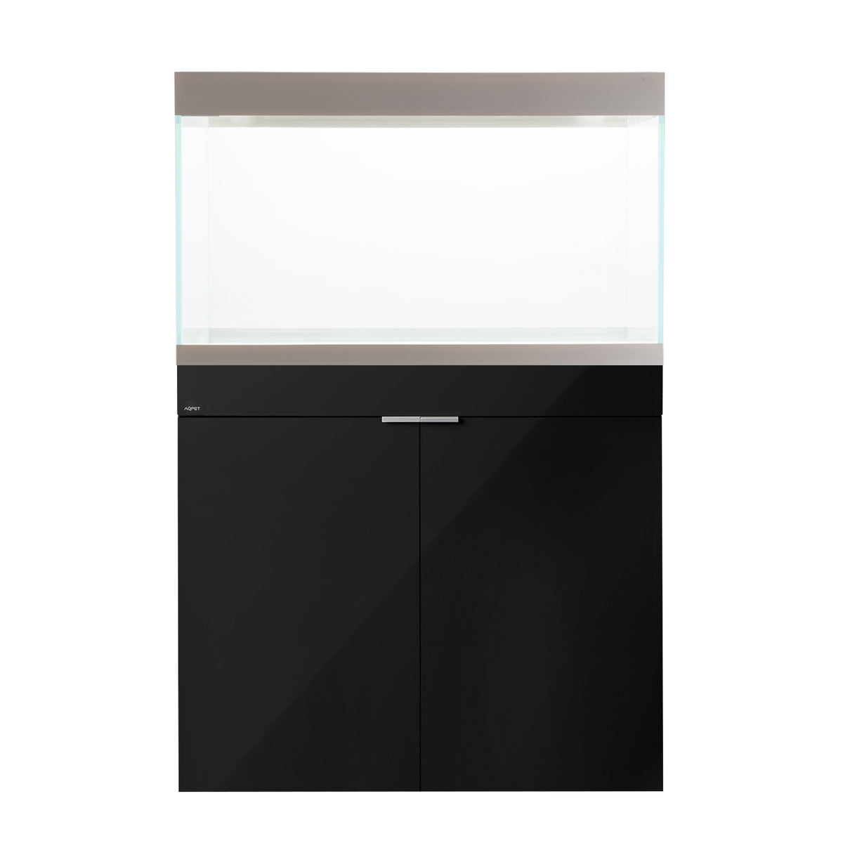 AQPET AQUARIUM RIVERIUM PLUS 90X50X55 H - 10 MM EXT. - MIT LED-BELEUCHTUNG, AUSSENFILTER UND SCHWARZEM UNTERSCHRANK