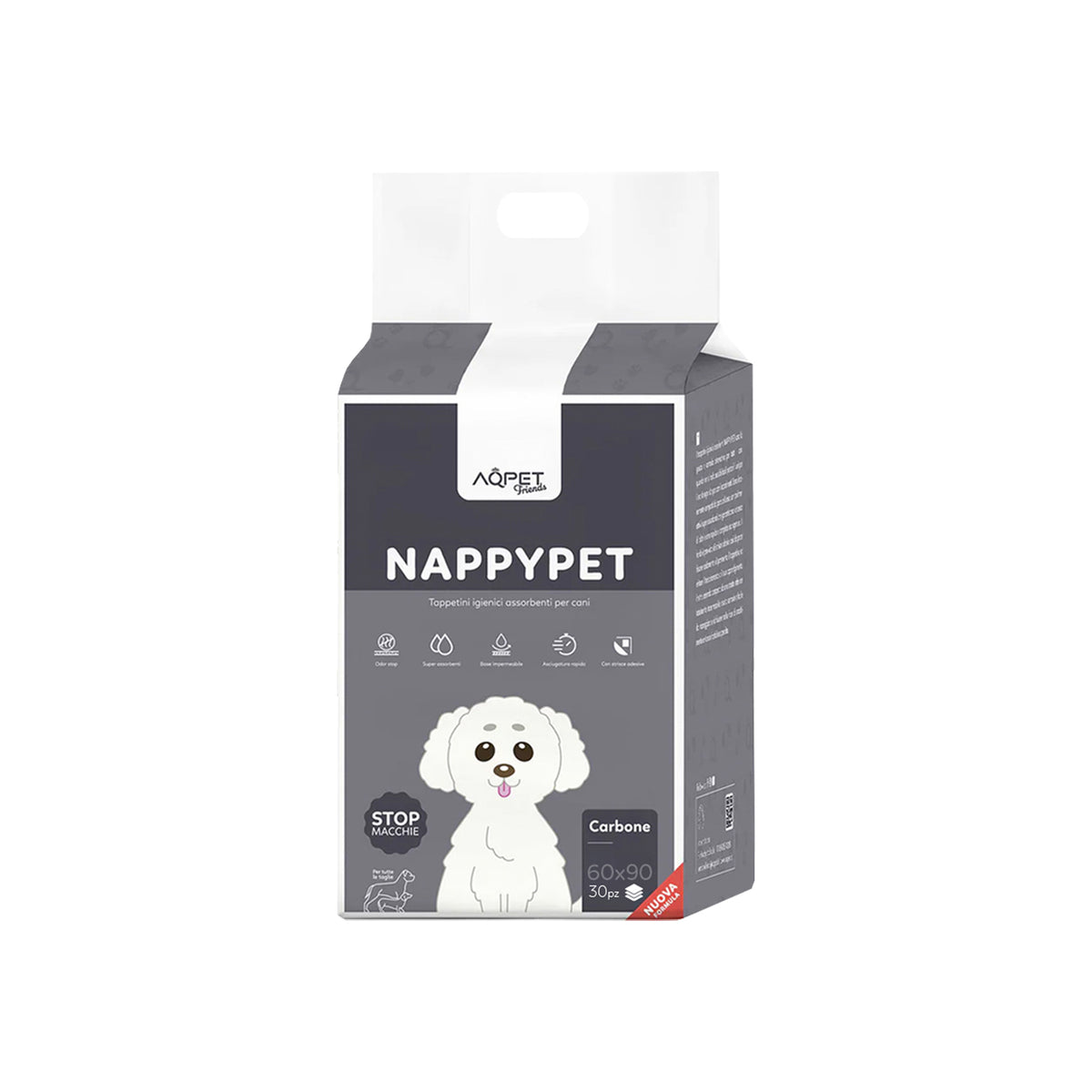 AQPET FRIENDS Trainingspads mit Aktivkohle, Größe 30 Stück, für Hunde, Ultra Saugfähig, Geruchshemmend, Wasserdicht, Welpentraining, Haushaltshygiene, mit Aktivkohle, tägliche Hygiene