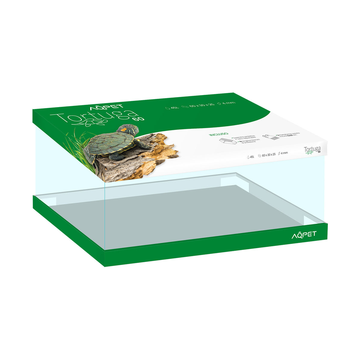 AQPET GLAS-TURTLE-BECKEN TORTUGA 60 - 60X30X25 CM MIT INSEL