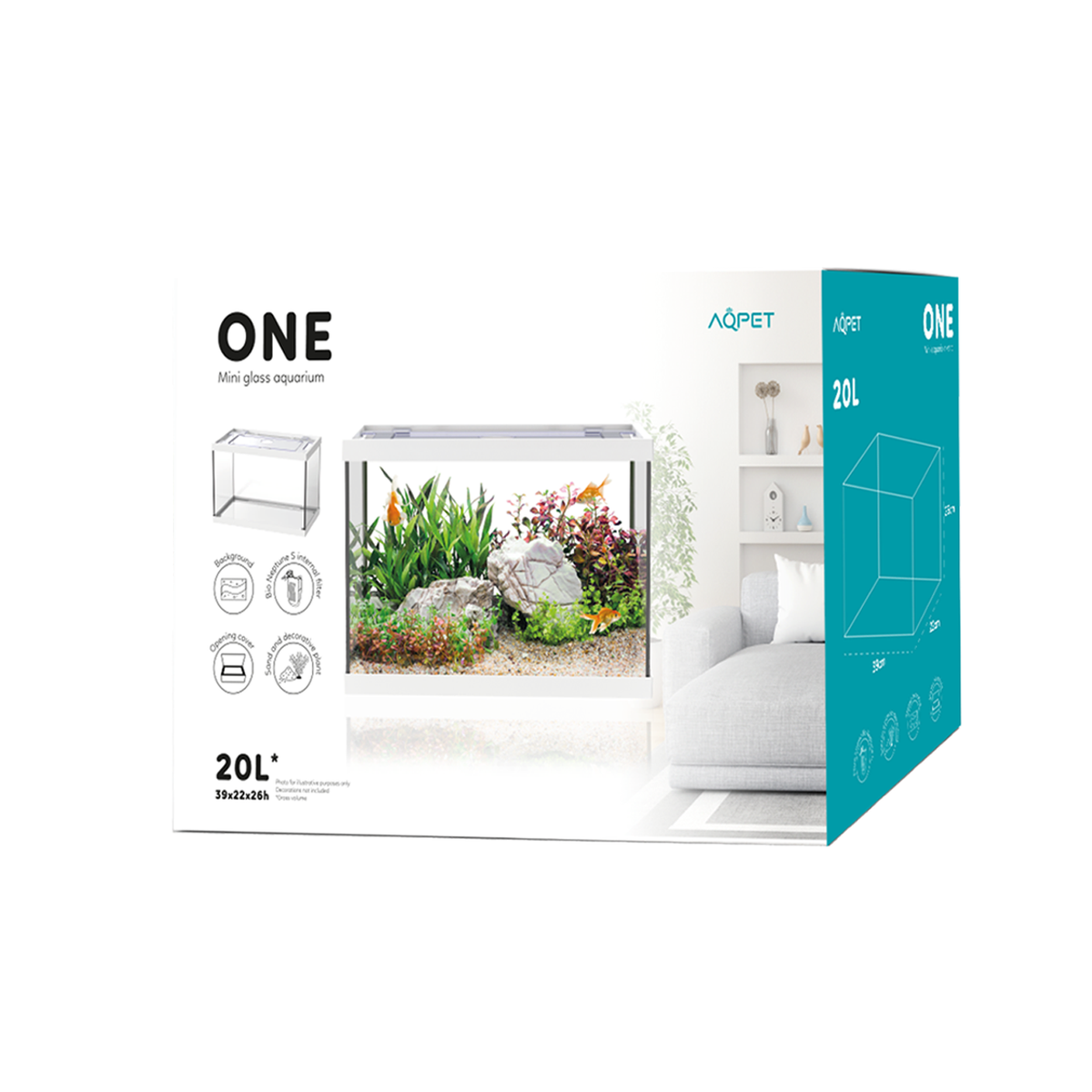 AQPET ACQUARIO ONE MINI AUS GLAS 20 L 39x22x26h WEISS