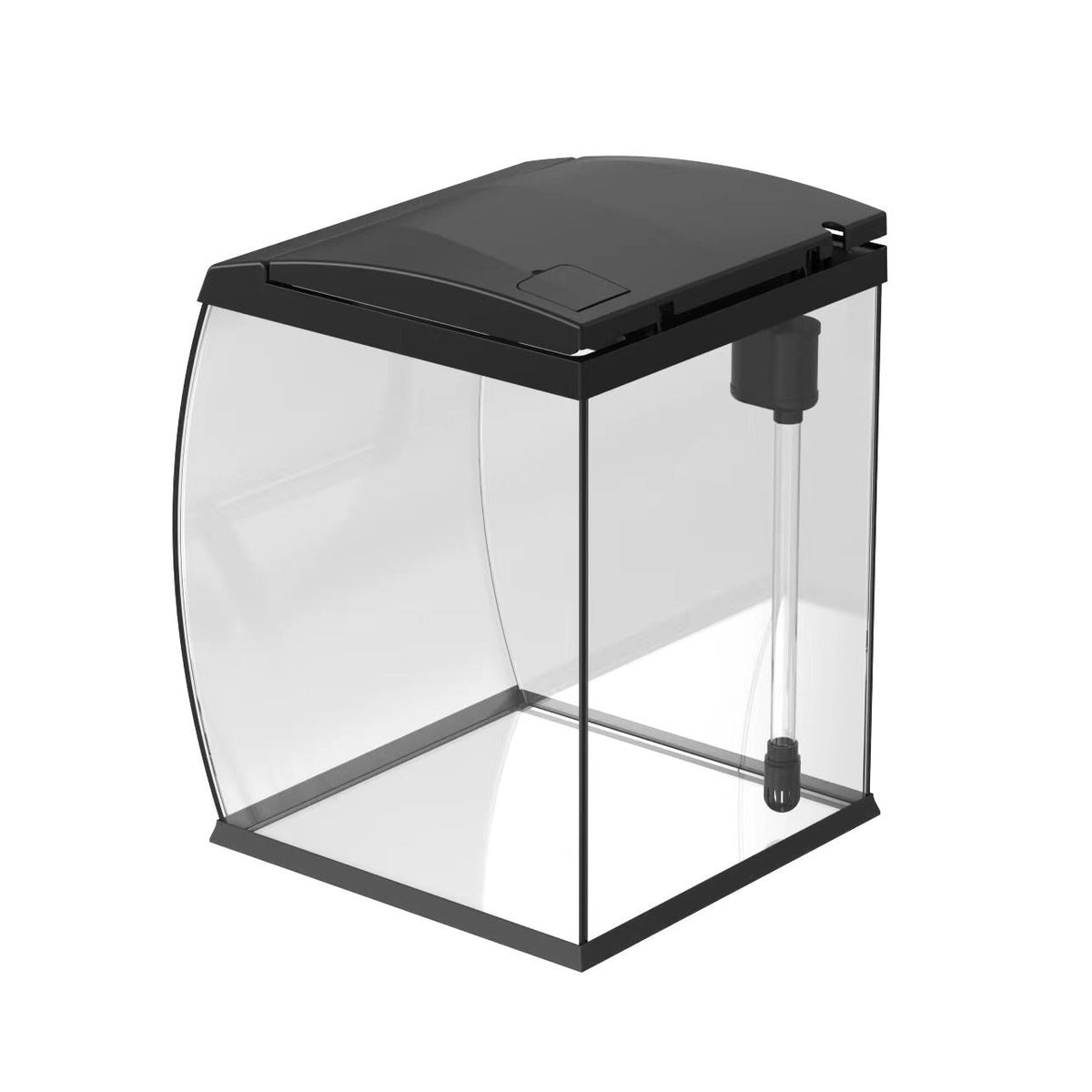 AQPET KURVEN PANORAMA-AQUARIUM AUS GLAS FÜR DEN SCHREIBTISCH – MIT FILTER, HEIZUNG – SCHWARZ