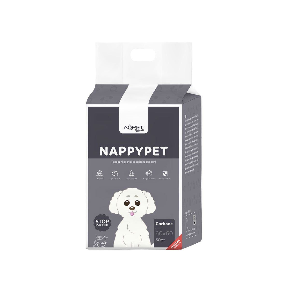 AQPET FRIENDS Trainingspads mit Aktivkohle, Größe 50 Stück, für Hunde, Ultra Saugfähig, Geruchshemmend, Wasserdicht, Welpentraining, Hygiene im Haus, mit Aktivkohle, Tägliche Hygiene