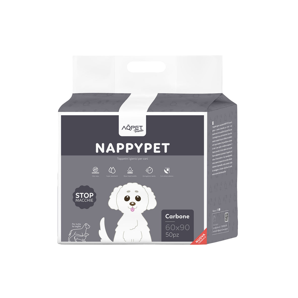 AQPET FRIENDS Trainingspads mit Aktivkohle, Größe 50 Stück, für Hunde, Ultra Saugfähig, Geruchshemmend, Wasserdicht, Welpentraining, Hygiene im Haus, mit Aktivkohle, Tägliche Hygiene