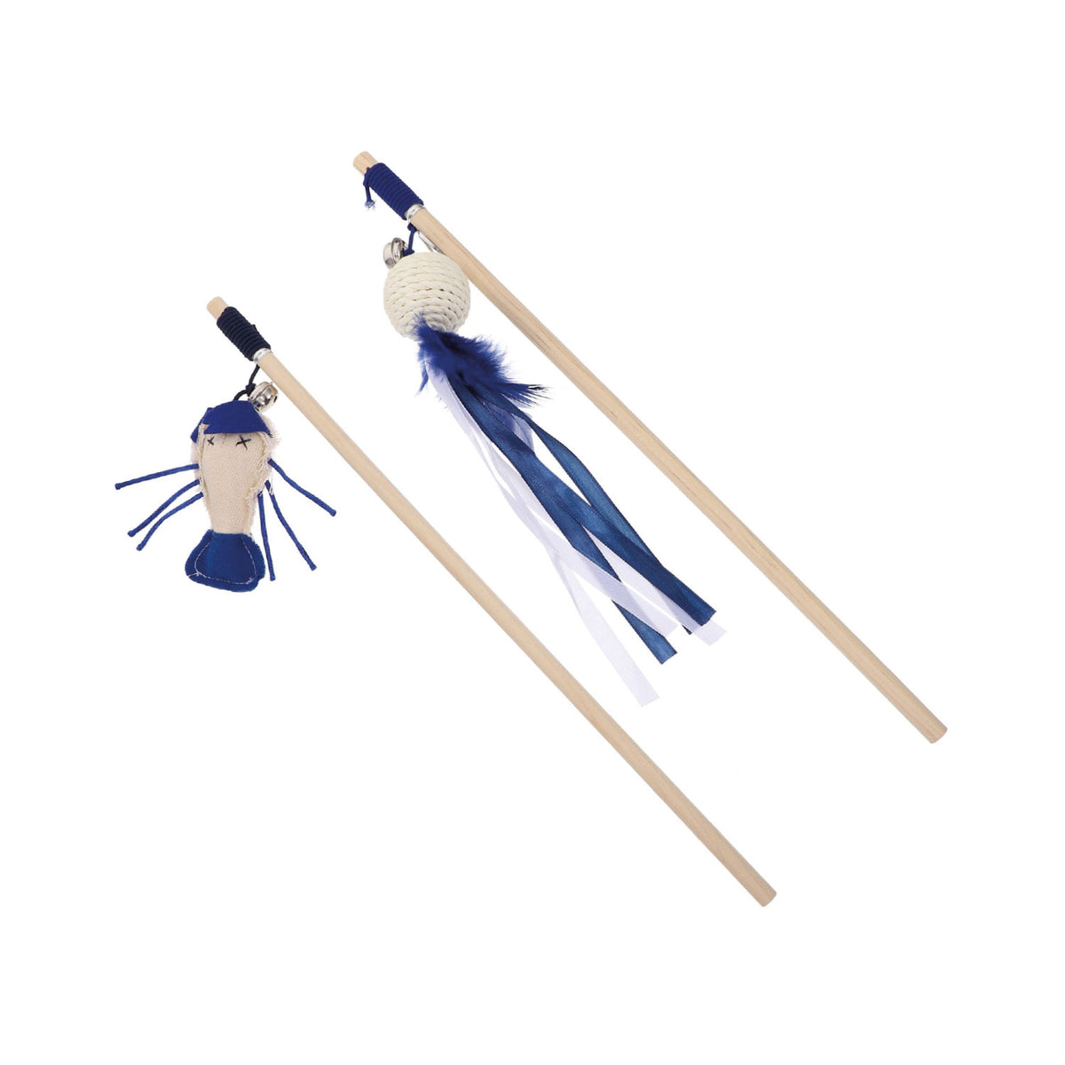 AQPET FRIENDS Katzenspielzeug Stick mit blauem Spielzeug und Glöckchen - 40 cm Katzenspielzeug
