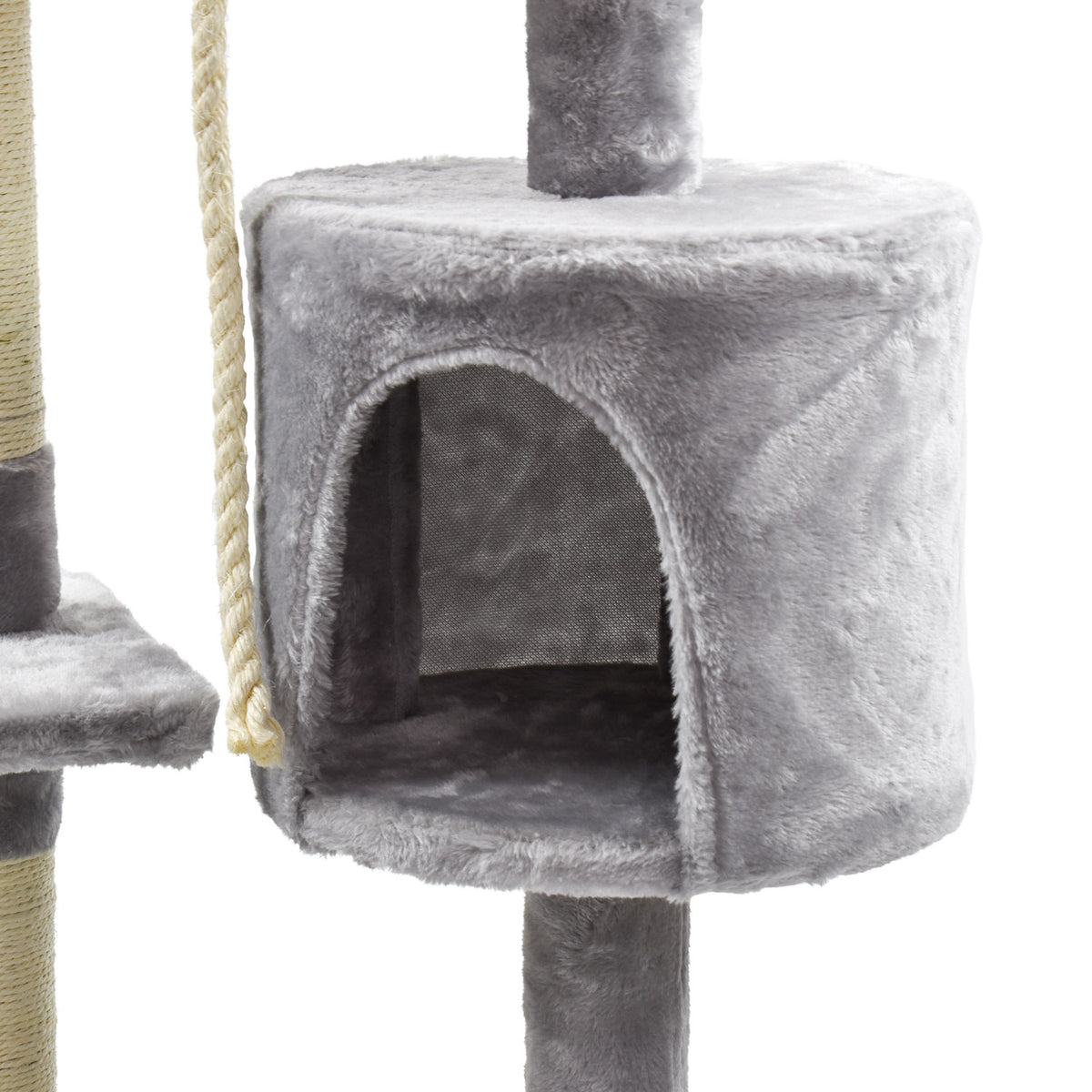 AQPET FRIENDS Kratzbaum Amsterdam 112 cm mit Katzenhöhle Katzenbaum Spielplatz Kratzbaum für Katzen Farbe Grau