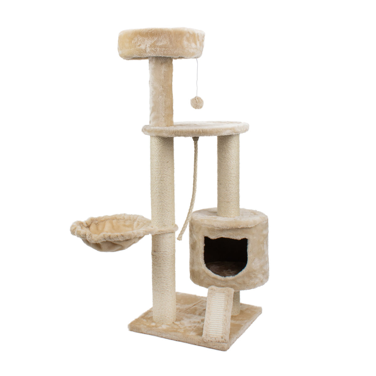 AQPET FRIENDS Kratzbaum Athens 115 cm mit Katzenhöhle Katzenbaum Spielplatz Spielzeug Kratzbrett für Katzen Farbe Beige