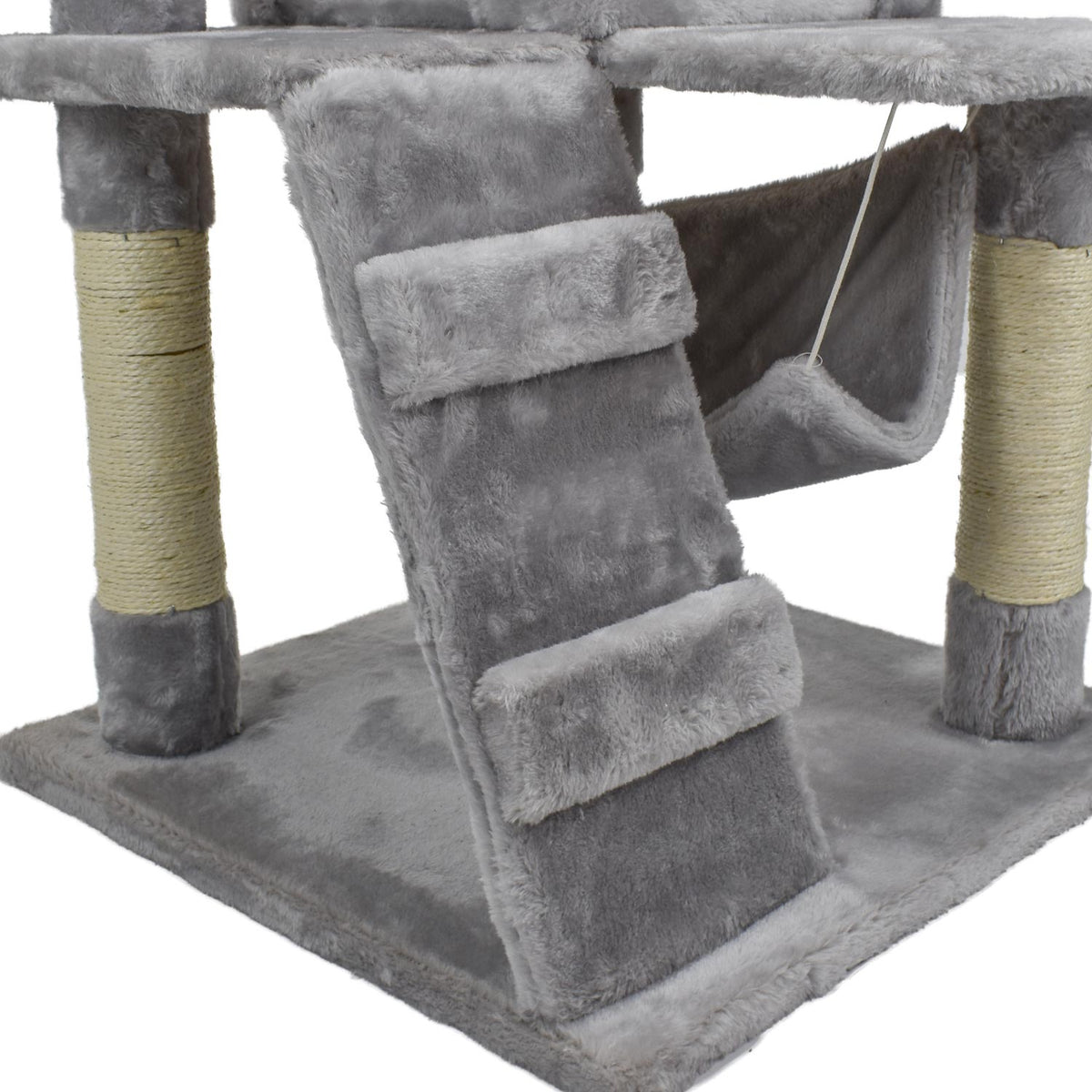 AQPET FRIENDS Kratzbaum Berlin 135 cm mit Katzenhöhle Katzenbaum Spielplatz Kratzbaum für Katze Farbe Grau
