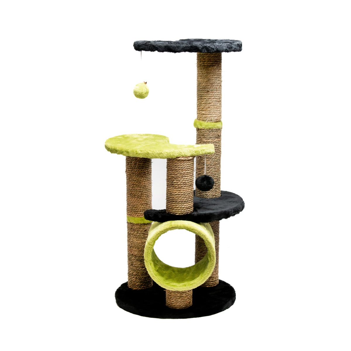 AQPET FRIENDS Kratzbaum Madrid - 86 cm Grün/Schwarz für Katzen Spielzeug Katze Entspannung und Spaß