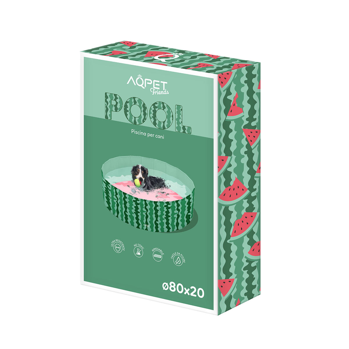 AQPET FRIENDS Hundepool Schwimmbecken Fruit-Design Für Hunde Zusammenklappbar Kratzfest Outdoor Garten