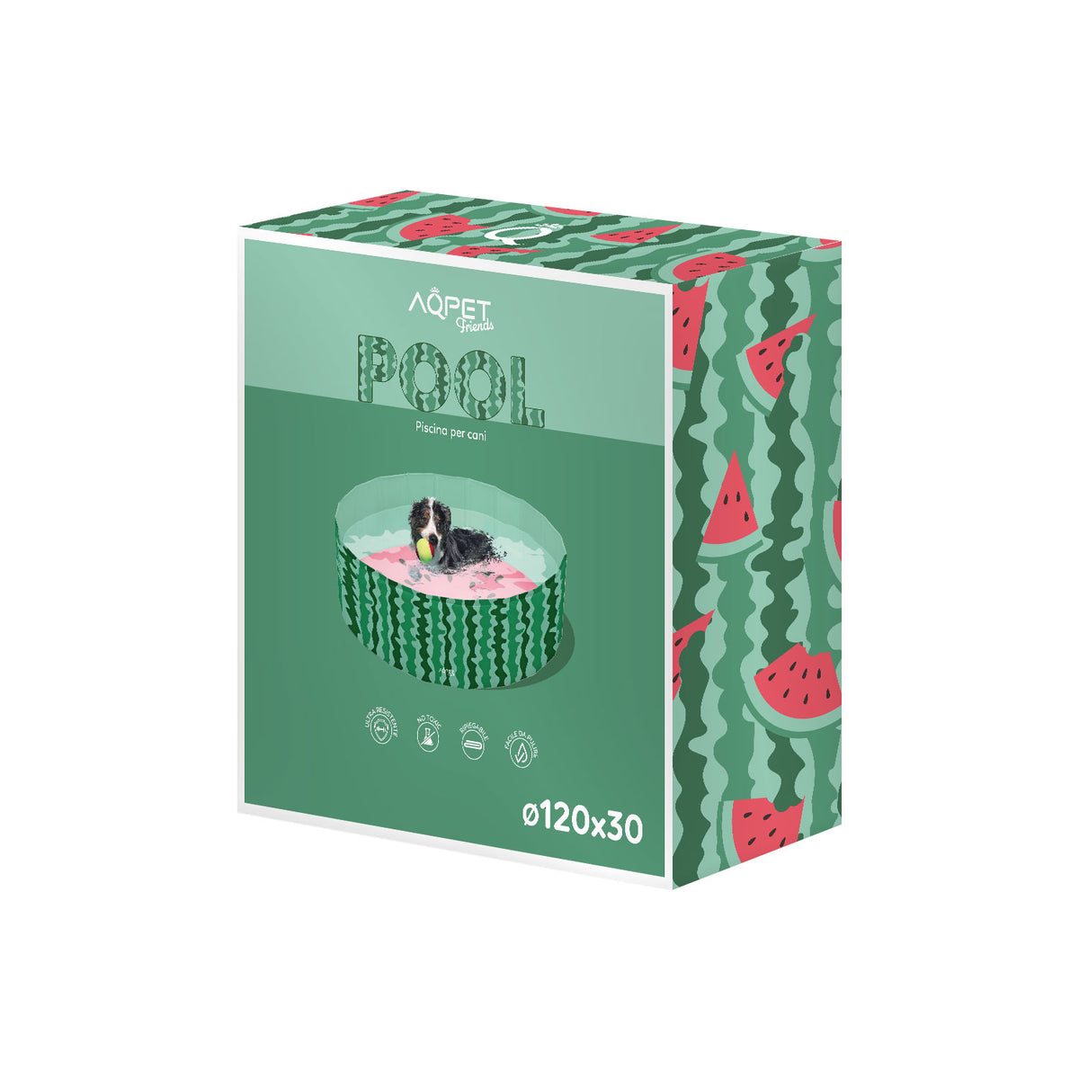 AQPET FRIENDS Hundepool Schwimmbecken Fruit-Design Für Hunde Zusammenklappbar Kratzfest Outdoor Garten