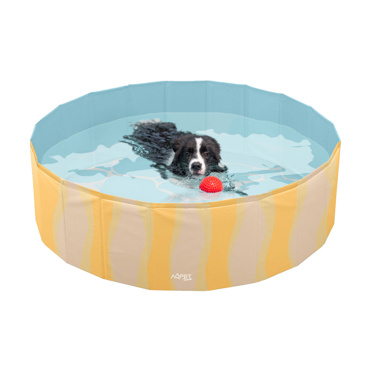 AQPET FRIENDS Hundebecken Hundepool Meer-Design für Hunde Faltbar Kratzfest Outdoor Garten