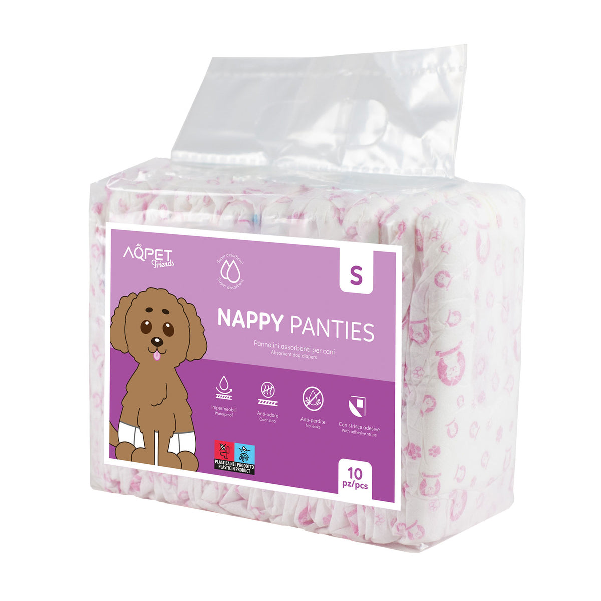 AQPET FRIENDS Windelhosen für Hündinnen, 10 Stück, saugfähig, für die tägliche Hygiene