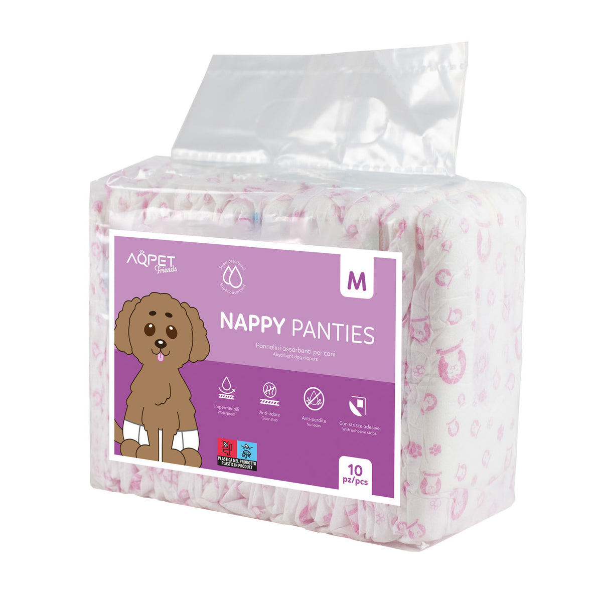 AQPET FRIENDS Windelhosen für Hündinnen, 10 Stück, saugfähig, für die tägliche Hygiene