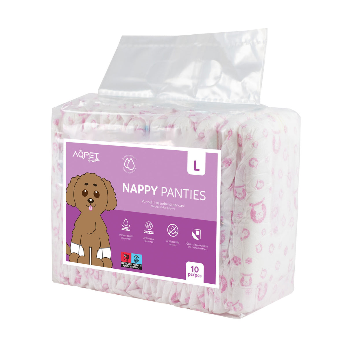 AQPET FRIENDS Windelhosen für Hündinnen, 10 Stück, saugfähig, für die tägliche Hygiene