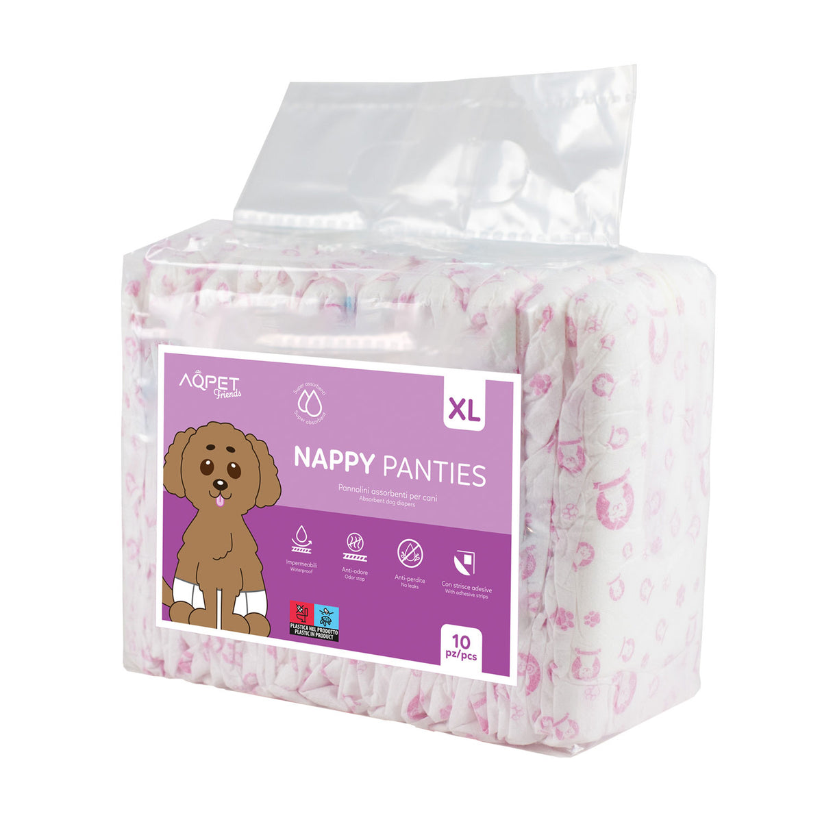 AQPET FRIENDS Windelhosen für Hündinnen, 10 Stück, saugfähig, für die tägliche Hygiene