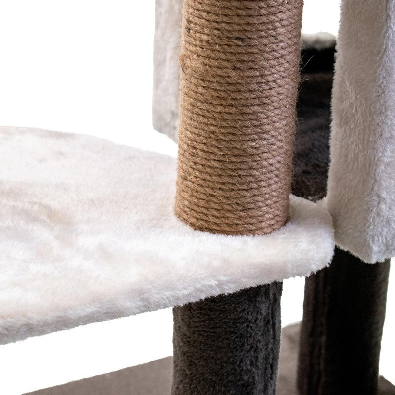 AQPET FRIENDS Kratzbaum Sidney – 140 cm Beige/Braun Für Katzen Spielzeug Katze Entspannung Und Spaß