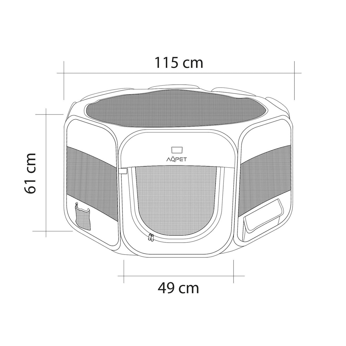 AQPET FRIENDS Box für Tiere Hunde und Katzen Welpen faltbares Gehege aus wasserdichtem Stoff 115x60 cm