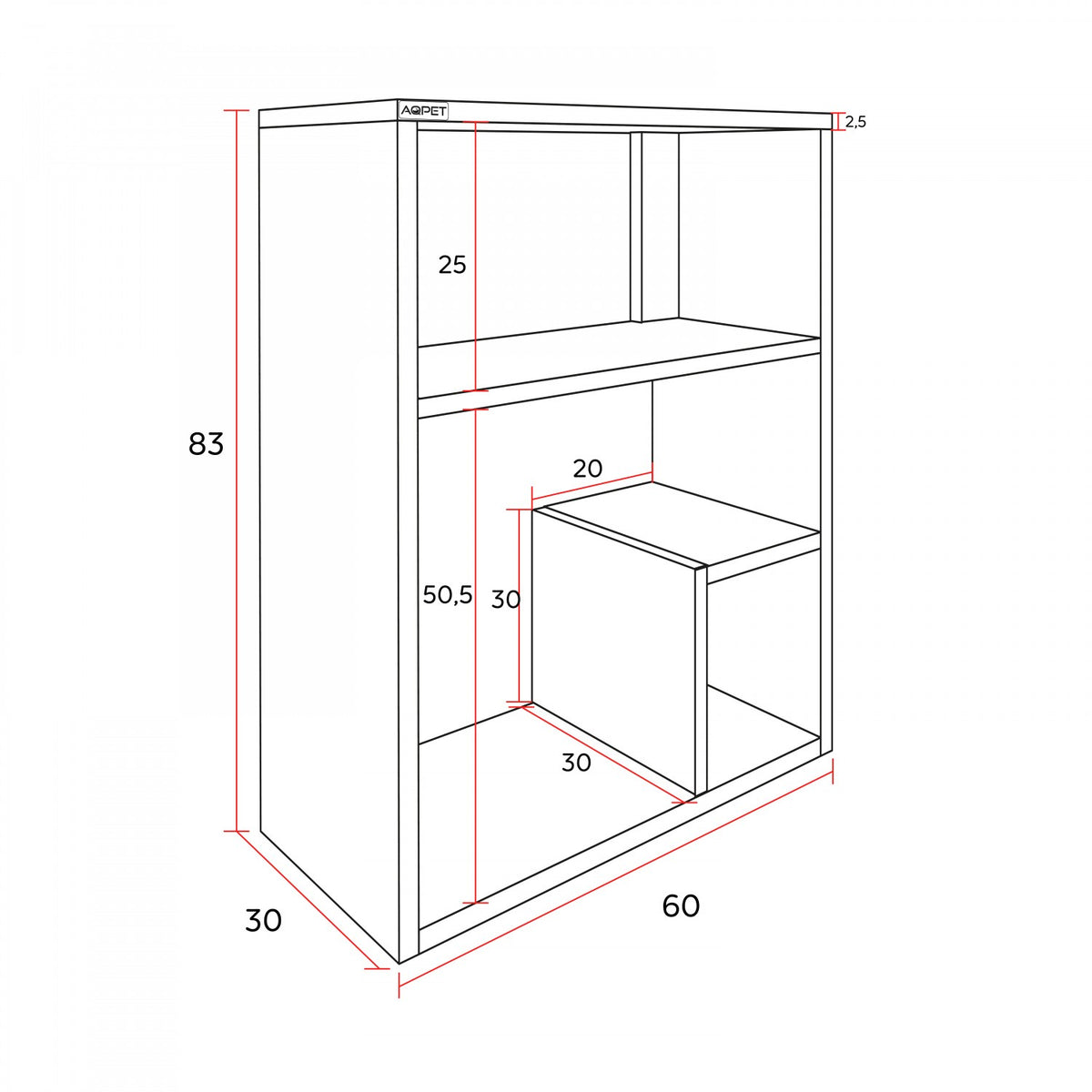 AQPET SCHRANKUNTERSTÜTZUNG DESIGN 60 FARBE NATURE WOOD