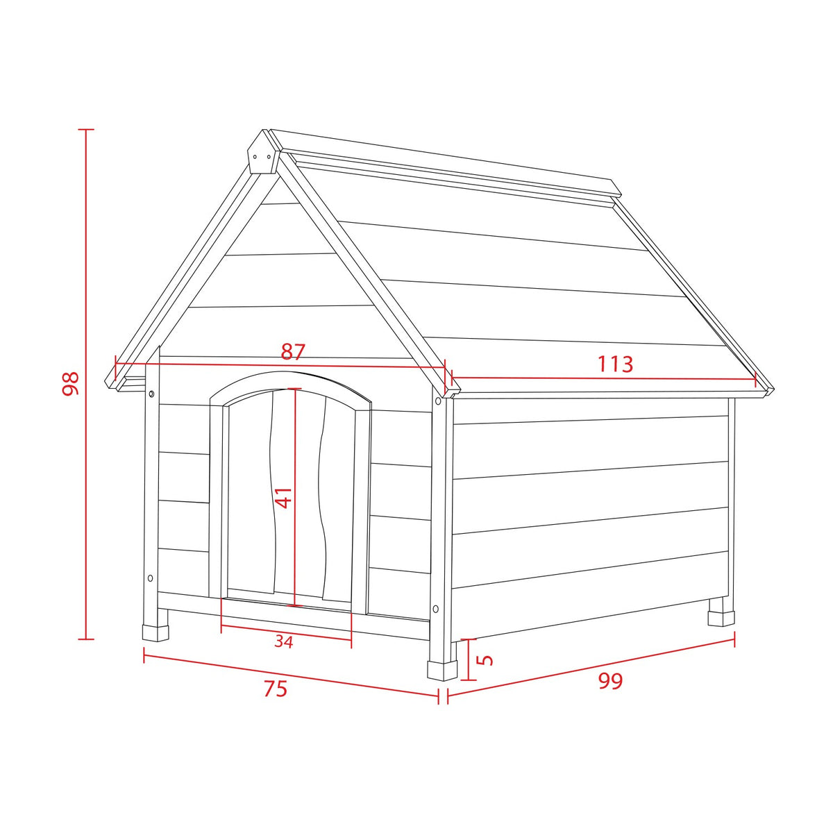 AQPET FRIENDS Suite Hundehütte aus Holz mit Schrägdach, komplett mit Thermovorhang für Hunde und Katzen