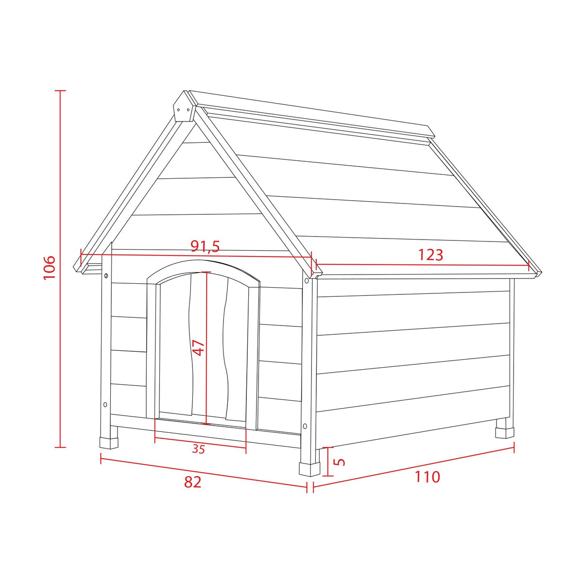 AQPET FRIENDS Suite Hundehütte aus Holz mit Schrägdach, komplett mit Thermovorhang für Hunde und Katzen