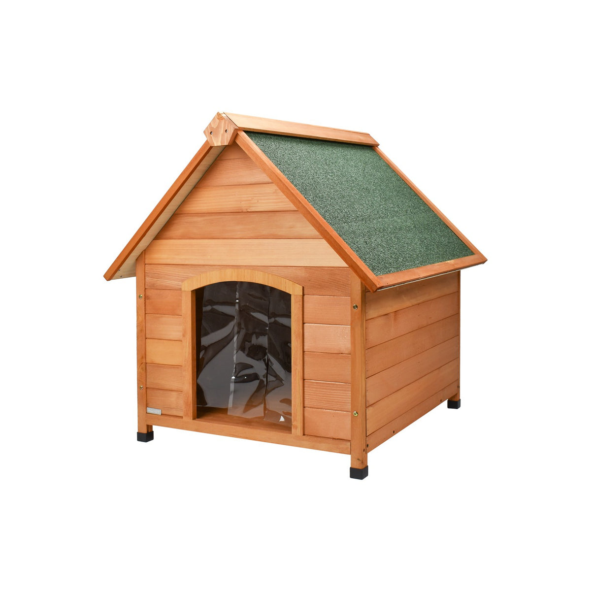 AQPET FRIENDS Suite Hundehütte aus Holz mit Schrägdach, komplett mit Thermovorhang für Hunde und Katzen