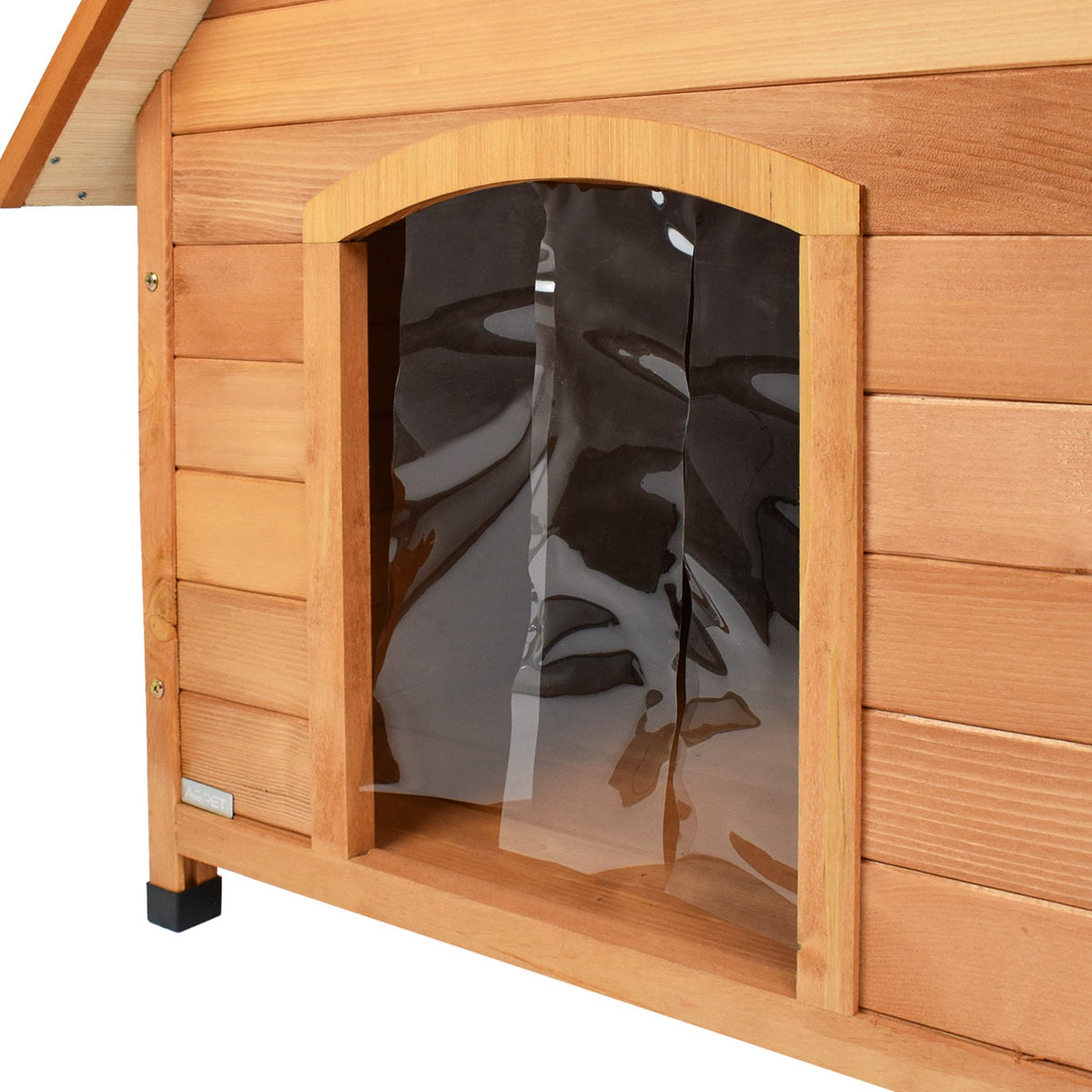AQPET FRIENDS Suite Hundehütte aus Holz mit Schrägdach, komplett mit Thermovorhang für Hunde und Katzen