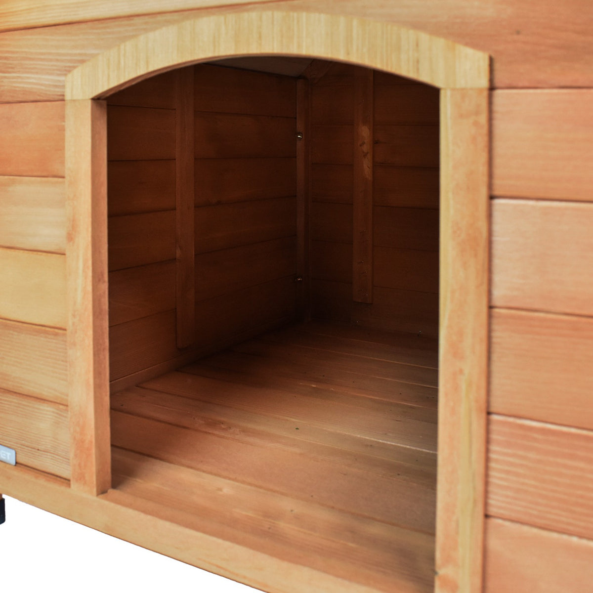 AQPET FRIENDS Suite Hundehütte aus Holz mit Schrägdach, komplett mit Thermovorhang für Hunde und Katzen