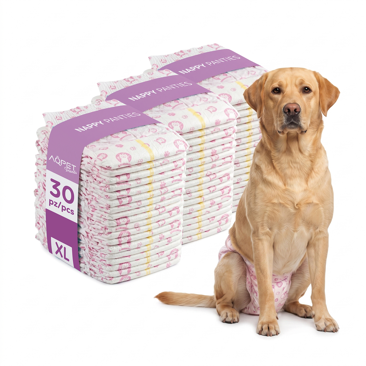 AQPET FRIENDS Windelhosen Windeln für Hündinnen 30 Stück Saugfähig Tägliche Hygiene