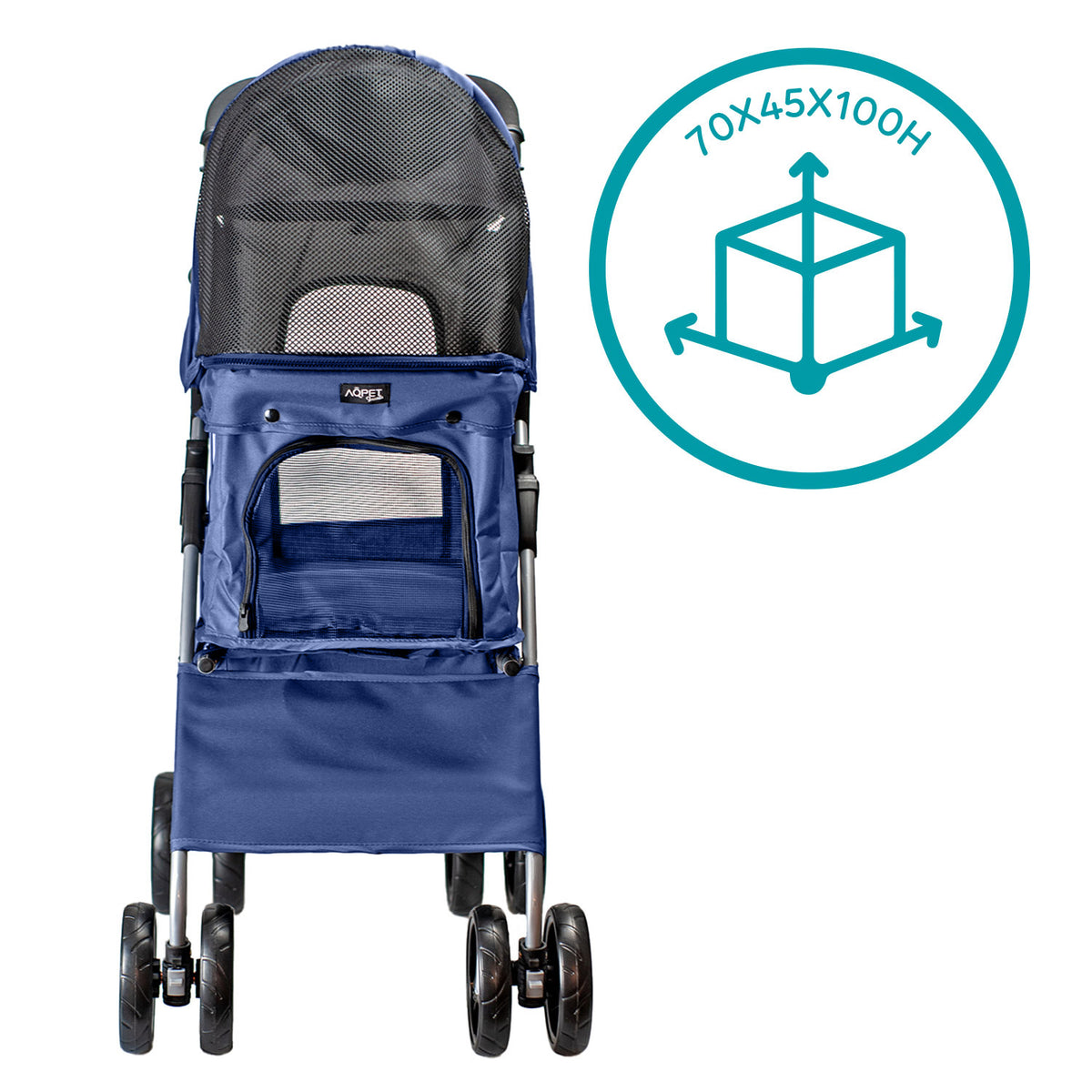 AQPET FRIENDS Bequemer und praktischer Kinderwagen für Hunde mittlerer/kleiner Größe für Hunde und Katzen Sichere Reise