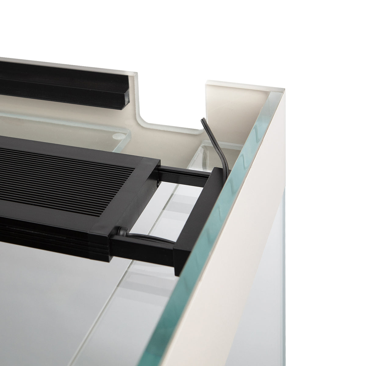 AQPET AQUARIUM RIVERIUM PLUS 90X50X55 H - 10 MM EXT. - MIT LED-BELEUCHTUNG, AUSSENFILTER UND SCHWARZEM UNTERSCHRANK