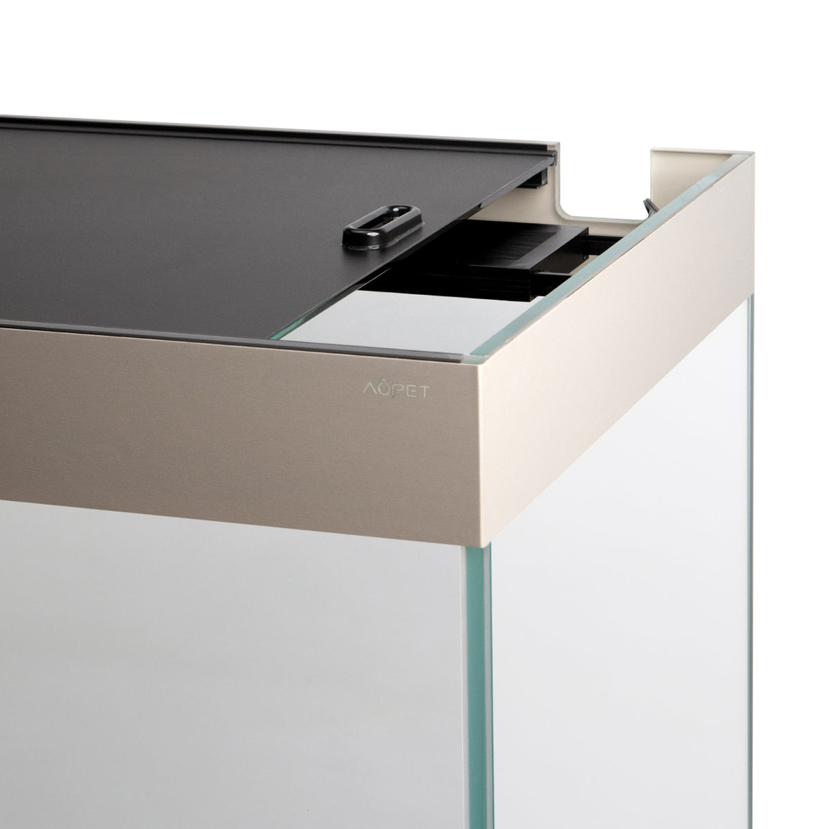AQPET AQUARIUM RIVERIUM PLUS 90X50X55 H - 10 MM EXT. - MIT LED-BELEUCHTUNG, AUSSENFILTER UND SCHWARZEM UNTERSCHRANK
