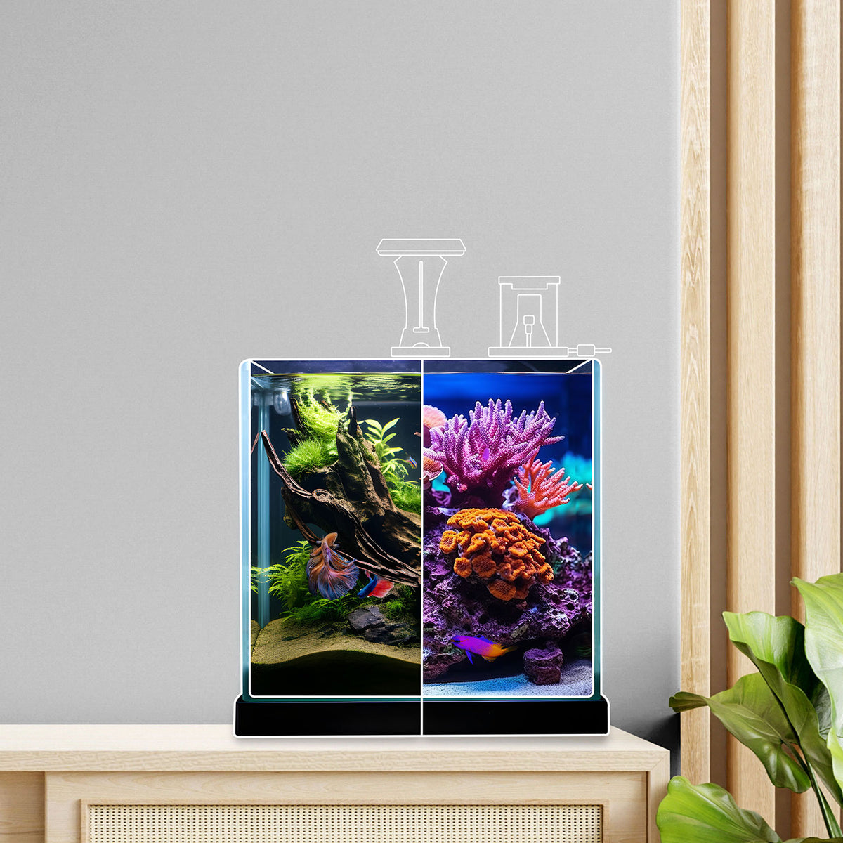 AQPET GLAS-AQUARIUM QUBE 25 KOMPLETTSET LICHT + PUMPE + FILTERMATERIALIEN