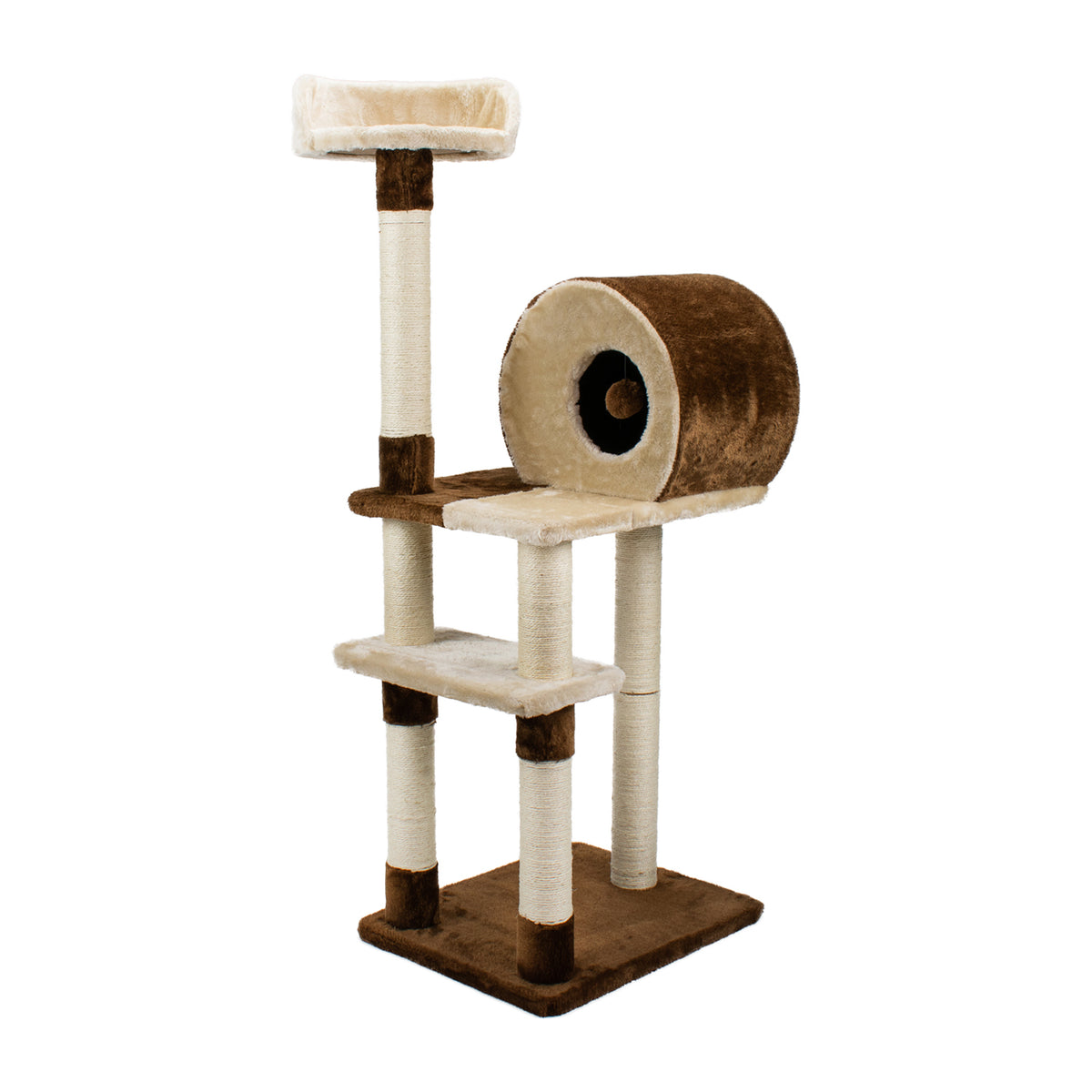AQPET FRIENDS Kratzbaum Rom aus Sisal 123 cm Braun für Katzen Spielzeug Katze Entspannung und Spaß