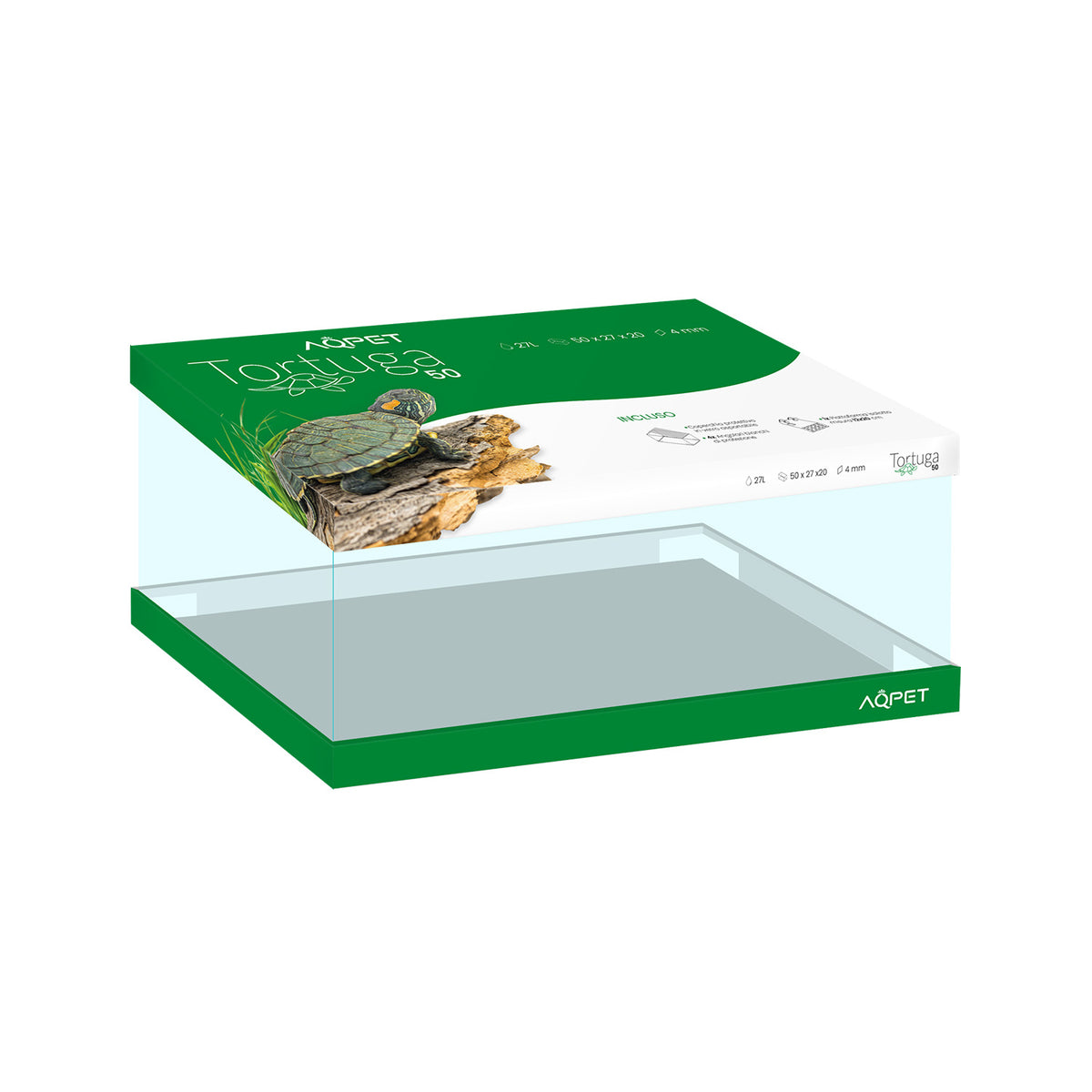 AQPET GLAS-TURTLEBECKEN TORTUGA 50 - 50X27X20 CM MIT INSEL
