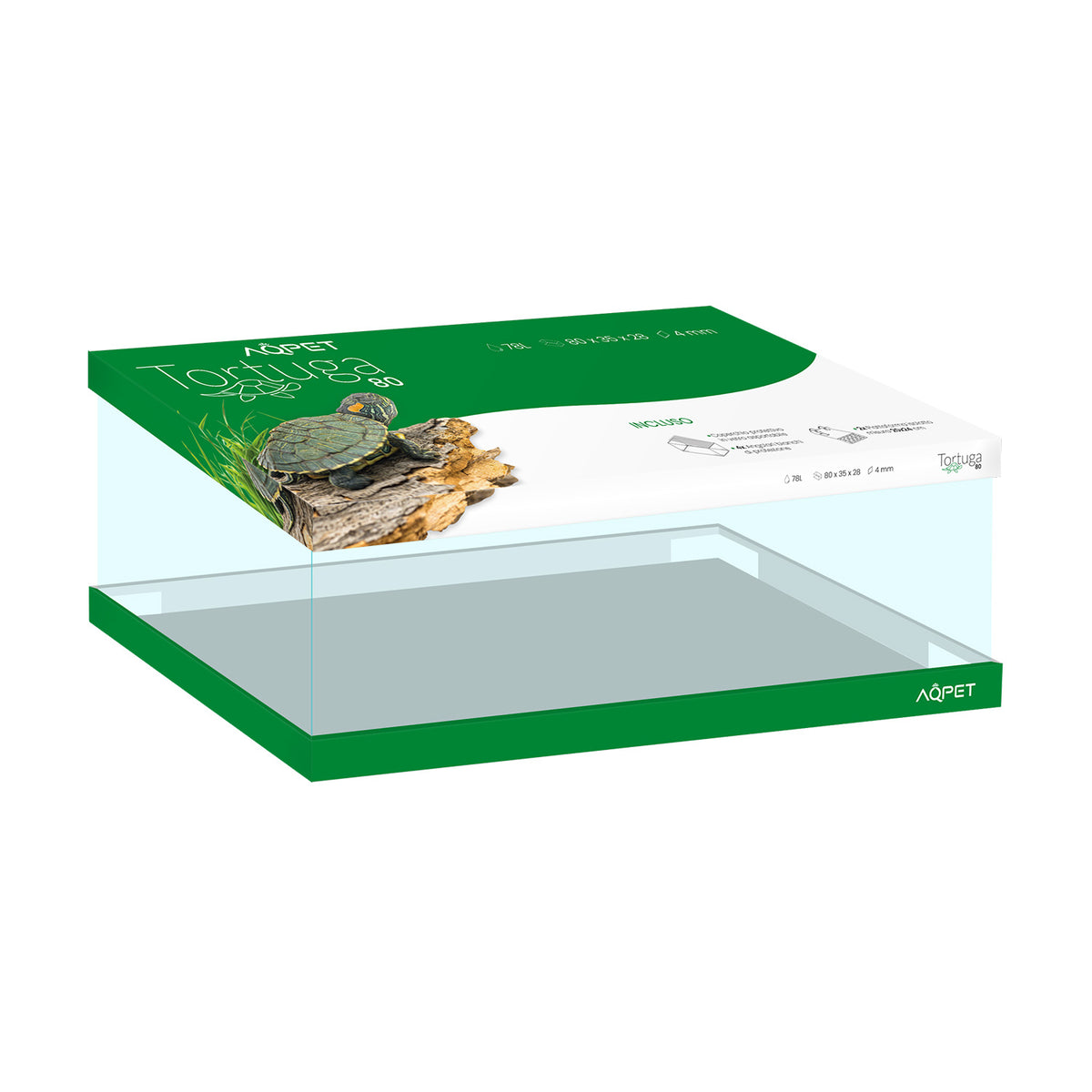 AQPET GLAS-TURTLEBECKEN TORTUGA 80 – 80X35X28 CM MIT INSEL