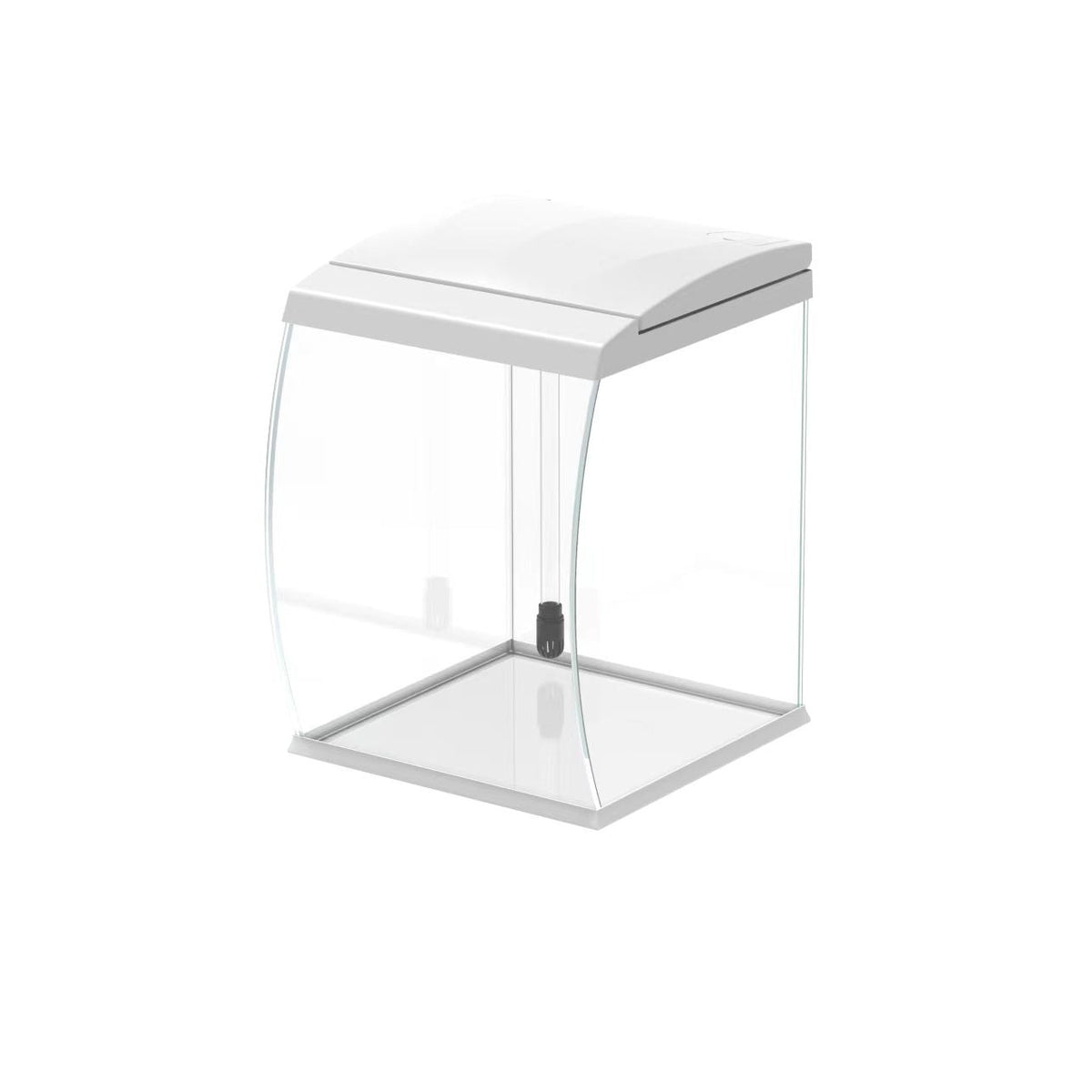 AQPET CURVE PANORAMA-AQUARIUM AUS GLAS FÜR DEN SCHREIBTISCH - MIT FILTER, HEIZER - WEISS