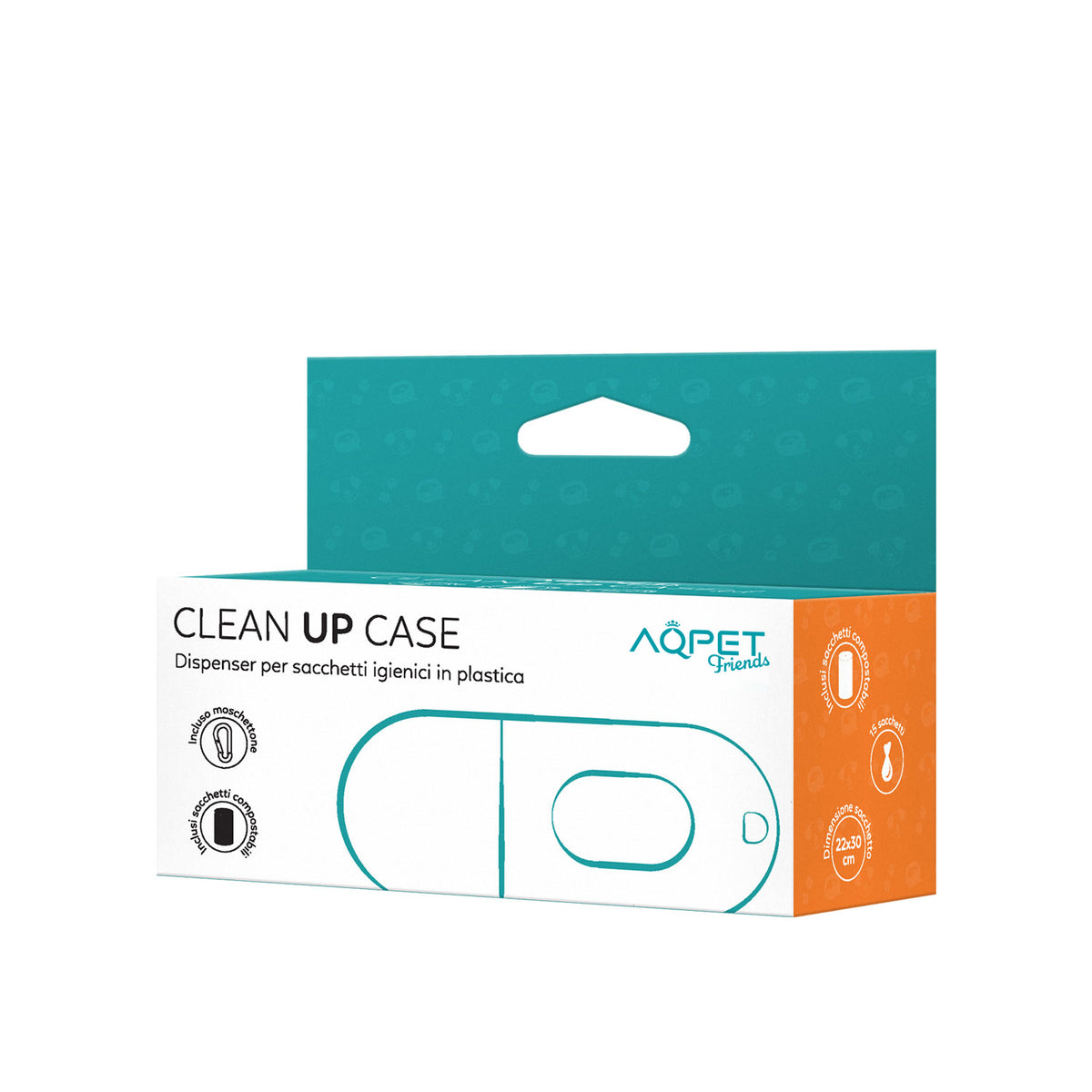 AQPET FRIENDS CleanUp Case Spender für Hygienebeutel aus Kunststoff mit Karabiner Inklusive Kotbeutel