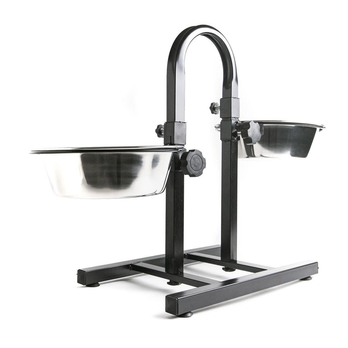 AQPET FRIENDS Gnammy Futternapf-Ständer mit 2 erhöhten Edelstahlnäpfen, höhenverstellbar für Hunde, Katzen, Kleintiere, 2x2500 ml, 25 cm