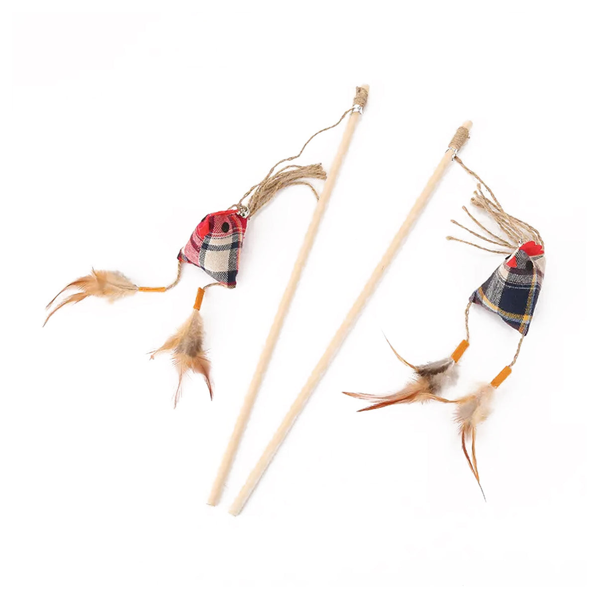 AQPET FRIENDS Katzenspielzeug Stab mit Stoffhahn und Federn - 40 cm Katzenspielzeug