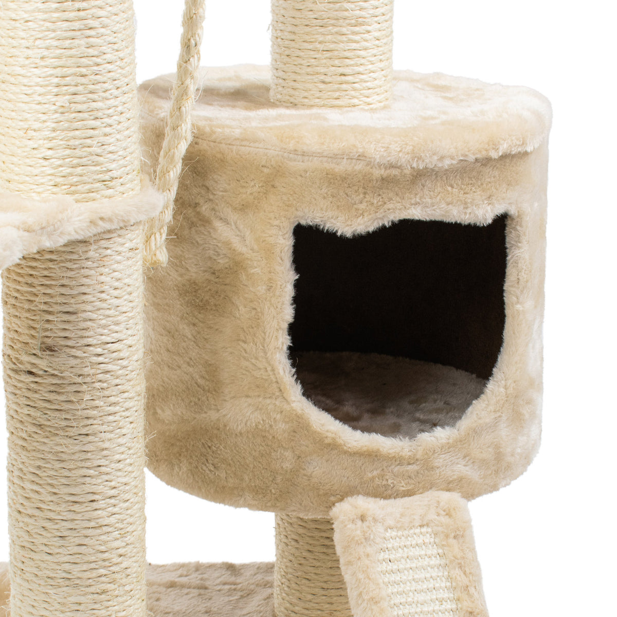 AQPET FRIENDS Kratzbaum Athens 115 cm mit Katzenhöhle Katzenbaum Spielplatz Spielzeug Kratzbrett für Katzen Farbe Beige