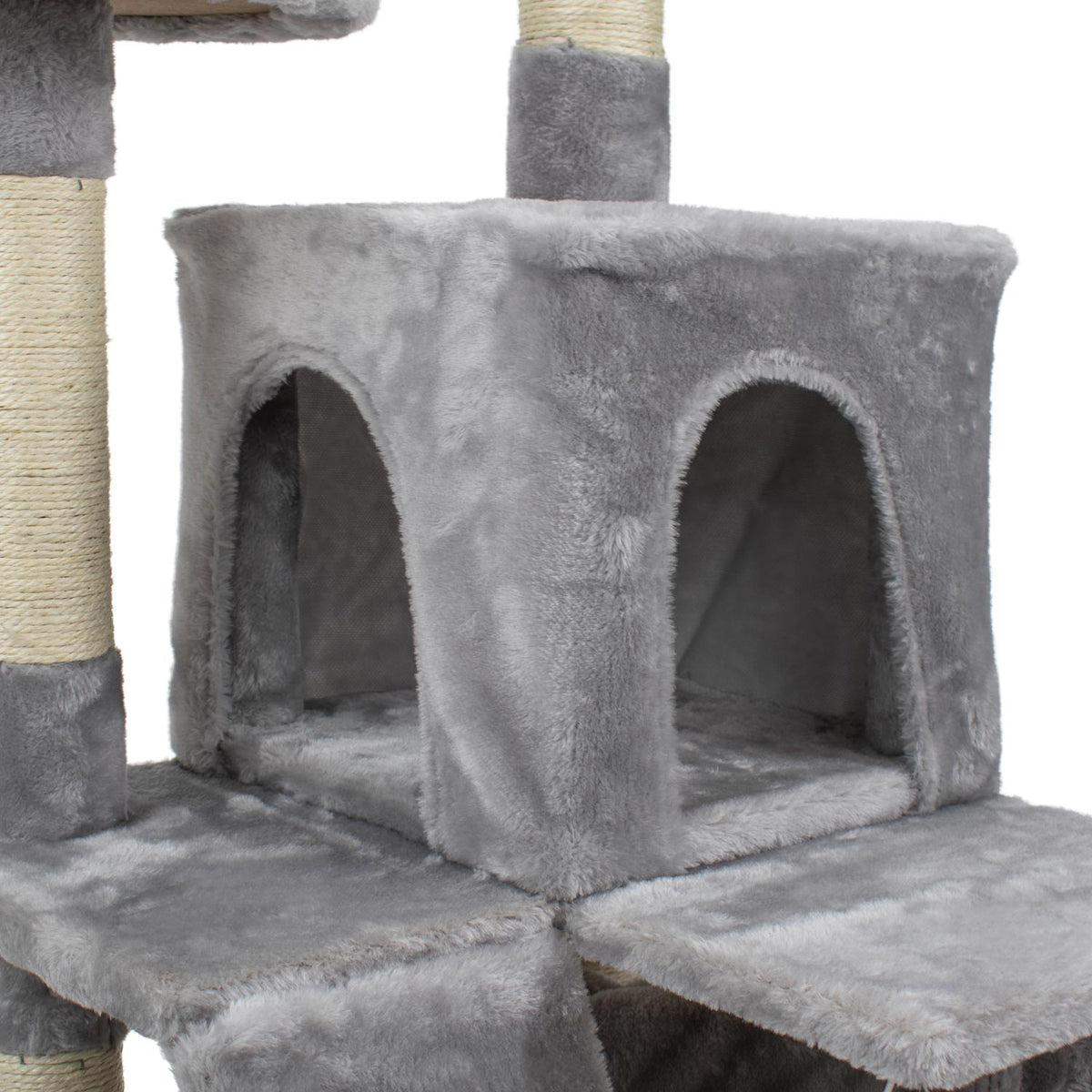 AQPET FRIENDS Kratzbaum Berlin 135 cm mit Katzenhöhle Katzenbaum Spielplatz Kratzbaum für Katze Farbe Grau