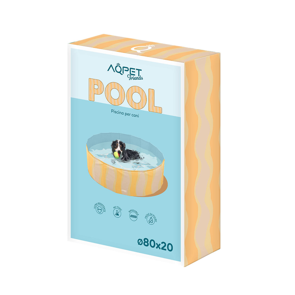 AQPET FRIENDS Hundebecken Hundepool Meer-Design für Hunde Faltbar Kratzfest Outdoor Garten