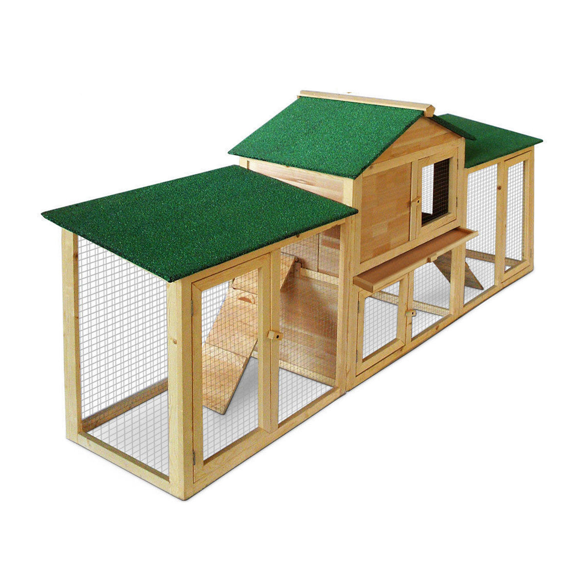 AQPET FRIENDS Kaninchenstall mit Dach, XL-Außenstall aus Holz, doppelstöckig, 147X53X85h Cm