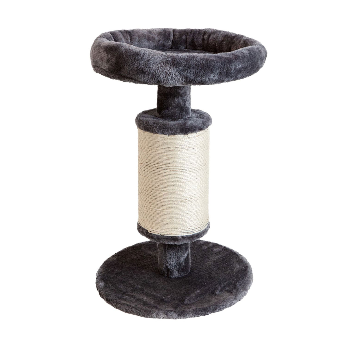 AQPET FRIENDS Kratzbaum aus Sisal und Stoff mit Plattform, 58 cm hoch für den ultimativen Spaß Ihrer Katze, Farbe Grau